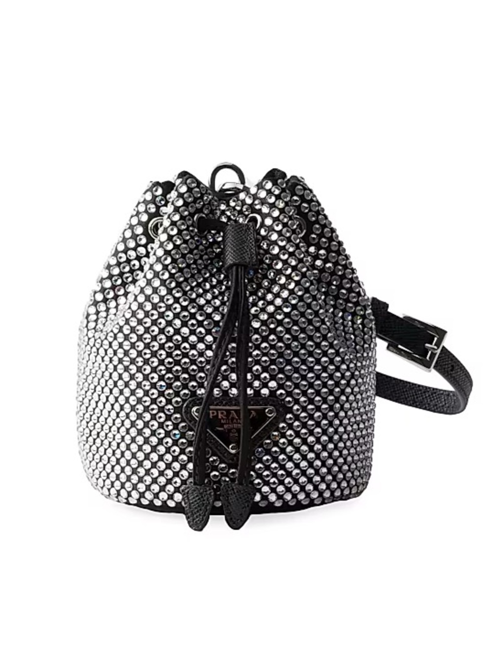 PRADA Mini Icon Crystal-embellished Bag Charm in Satin - could use as tiny bag